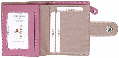 Cartera para Mujer - con Bloqueo de transmisiones RFID y 10 Ranuras para Tarjetas - Cuero auténtico Muy Suave - Perla/Multicolor