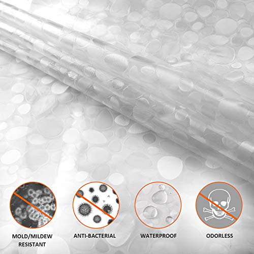 Carttiya Cortina Baño, EVA Cortinas de Ducha/Bañera 180X200 CM, Impermeable, Antimoho, Antibacteriano, Blanco Semitransparente, con 3 Imanes en la Parte Inferior y 12 Ganchos de Metal Antioxidantes