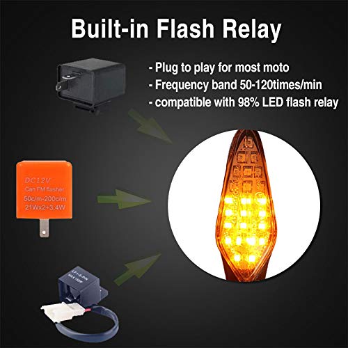 CCAUTOVIE Intermitentes Led Moto Universales Intermitentes Moto Homologados Luz Senal de Giro Indicator Faros Ambar (E-Mark E4)