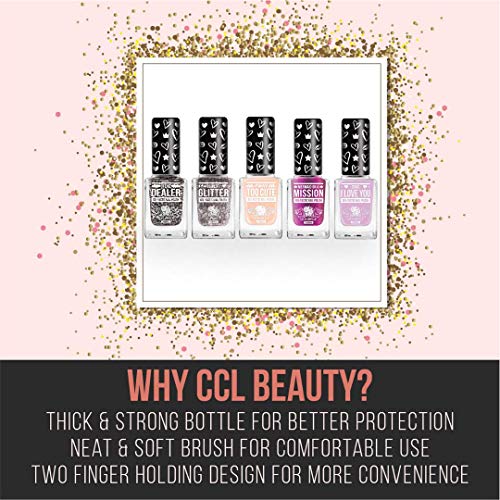 CCL Beauty - Juego de esmaltes de uñas (5 x 12 ml) para pedicura y manicura de color rosa brillante regalo perfecto para todas las niñas y niñas Nail Art sin lámpara UV