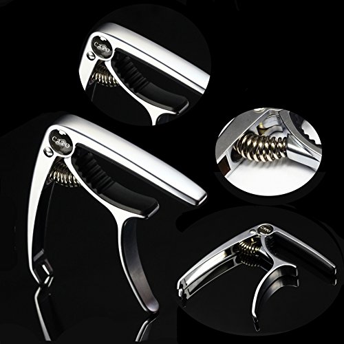 Cejilla Guitarra Capo para Guitarra Electrónica Clásica Acústica Aleación + 12 Púas 0,46 mm, 0,71mm, 0,96mm, 1,2mm