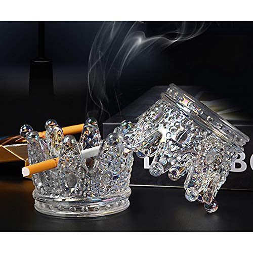 Cenicero de corona de 2 piezas, candelabro de vidrio, almacenamiento de lápiz labial, decoración de personalidad creativa, confesión de amor, para decoraciones de oficina en casa (Transparent)