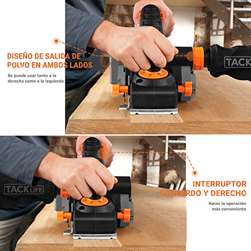 Cepilladora Eléctrica, TACKLIFE 900W 14500RPM Cepillo Eléctrico Madera con profundidad 3mm y Ancho 82mm, La base de aluminio, Guía de Corte, Bolsa de Polvo y Otros Accesorios | EPN02A