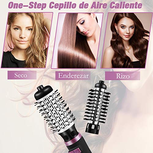 Cepillo de Aire Caliente, 3 en 1 Secador de Pelo con Cepillo de Peinado de Aire Caliente Multifunción, Voluminizador y Cepillo de Pelo Eléctrico con Iones Negativos para Todo Tipo de Cabello