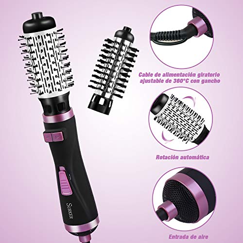 Cepillo de Aire Caliente, 3 en 1 Secador de Pelo con Cepillo de Peinado de Aire Caliente Multifunción, Voluminizador y Cepillo de Pelo Eléctrico con Iones Negativos para Todo Tipo de Cabello