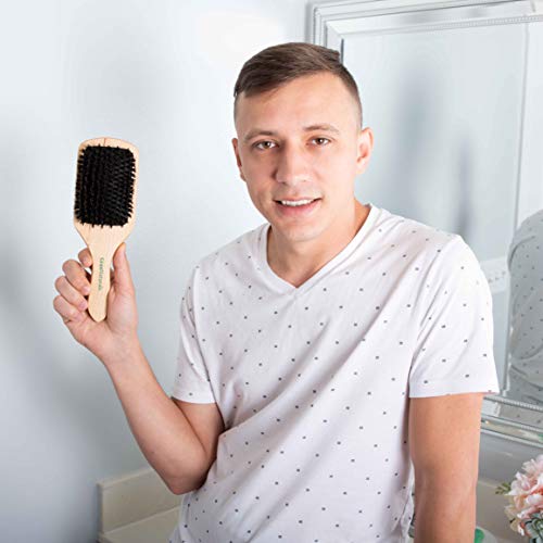 Cepillo de pelo de paleta de GranNaturals; de cerdas de jabalí