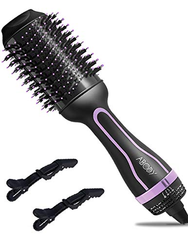 Cepillo Secador 1200W, Abody 4 en 1 Cepillo Secador de Pelo de Iones Negativos con 3 Velocidades, Revestimiento Cerámico, Mango Ergonómico (2 pinzas)