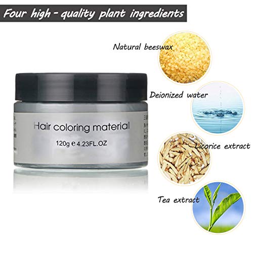 Cera de Color Para el Cabello, Tinte de Cabello Temporal Mujer y Hombre, Cera Pelo DIY, Fórmula Planta Lavable Cera de Peinado Natural Mate 4.23 OZ - Azul