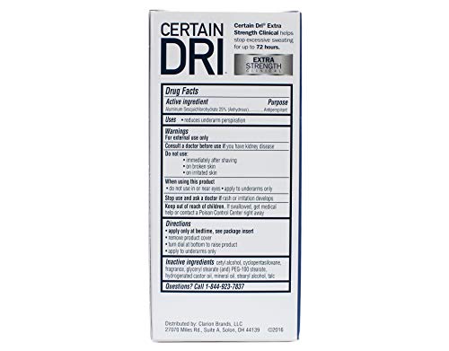Certain Dri Antitranspirante sólido para una transpiración excesiva, 1.7 oz