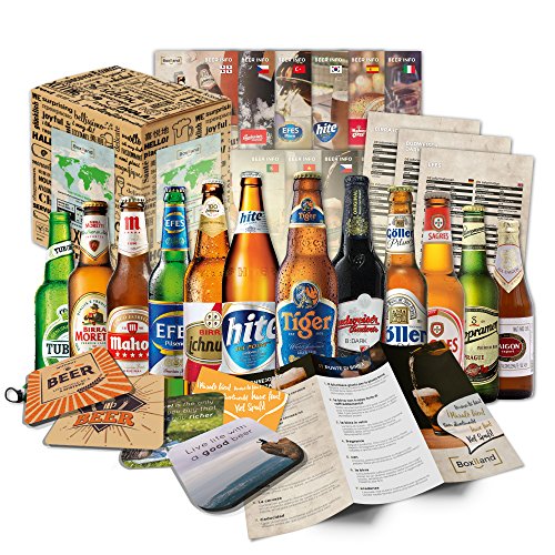 Cervezas del mundo (12 botellas) especialidades internacionales de cerveza para regalar - Las mejores cervezas del mundo con caja de regalo (cerveza + instrucciones de degustación + folleto de cerveza + regalos cervecería + caja de regalo)