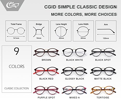 CGID CN65 Retro Anteojos Lente Claro Gafas Para Mujer y Hombre,Marrón