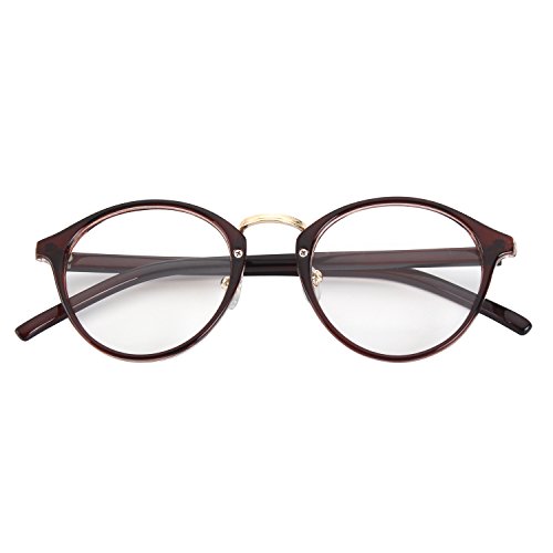 CGID CN65 Retro Anteojos Lente Claro Gafas Para Mujer y Hombre,Marrón
