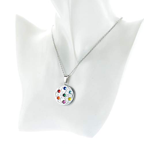 Chakra - Colgante magnético con 7 cristales de Swarovski Energetix 4you 717, diseño de meditación, hecho a mano, único, incluye cadena