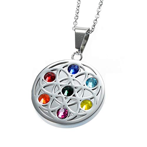 Chakra - Colgante magnético con 7 cristales de Swarovski Energetix 4you 717, diseño de meditación, hecho a mano, único, incluye cadena
