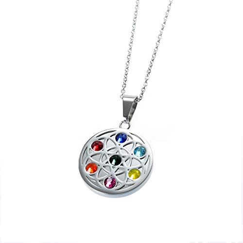 Chakra - Colgante magnético con 7 cristales de Swarovski Energetix 4you 717, diseño de meditación, hecho a mano, único, incluye cadena