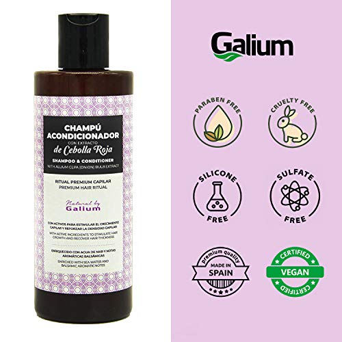 Champú con Extracto de Cebolla Premium GALIUM | 250ml | Sin Sulfatos ni Parabenos ni Siliconas | Mejora el brillo y Refuerza |Anticaida | Protección de temperatura | Hecho en España | Olor a Piruleta