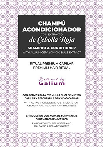 Champú con Extracto de Cebolla Premium GALIUM | 250ml | Sin Sulfatos ni Parabenos ni Siliconas | Mejora el brillo y Refuerza |Anticaida | Protección de temperatura | Hecho en España | Olor a Piruleta