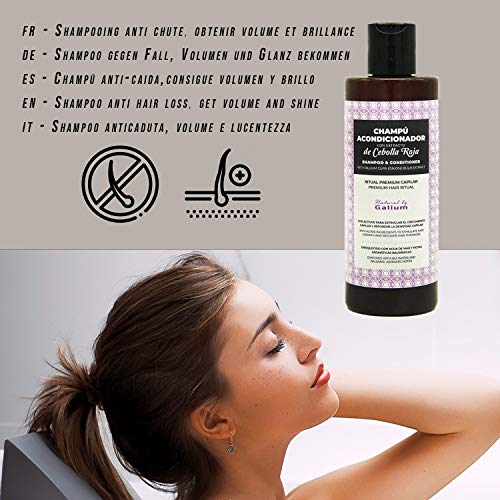 Champú con Extracto de Cebolla Premium GALIUM | 250ml | Sin Sulfatos ni Parabenos ni Siliconas | Mejora el brillo y Refuerza |Anticaida | Protección de temperatura | Hecho en España | Olor a Piruleta