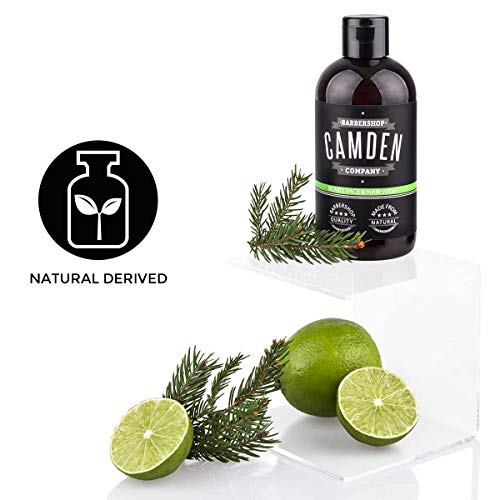 Champú para barba 2 en 1 de Camden Barbershop Company ● Cuidado natural para la barba y limpieza del rostro ● Aroma fresco ● Sin perfume ● 250 ml