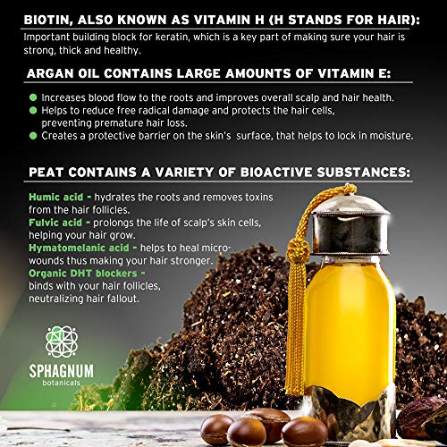 Champú Para el Crecimiento del Cabello con Aceite de Argán - Tratamiento 100% Libre de Sulfato Natural con Lodo de Turba Efectivo Para Cabello Fino y Dañado. Potente Remedio Orgánico Anticaspa