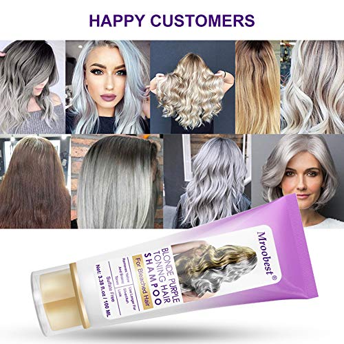 Champú Purpura,Purple Shampoo,No Yellow Shampoo, Brassy, humectante capilar con tratamiento de color plateado, cabello decolorado y resaltado, tónico para el cabello decolorado-100ML