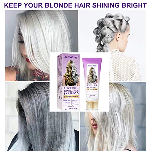 Champú Purpura,Purple Shampoo,No Yellow Shampoo, Brassy, humectante capilar con tratamiento de color plateado, cabello decolorado y resaltado, tónico para el cabello decolorado-100ML