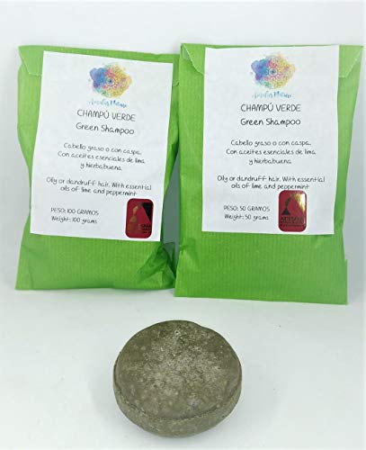 Chamú sólido verde SIN SULFATOS - Cabello graso, dermatitis o con caspa - Apto para barba