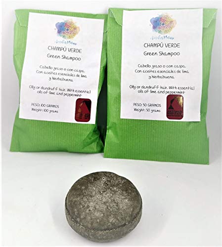 Chamú sólido verde SIN SULFATOS - Cabello graso, dermatitis o con caspa - Apto para barba