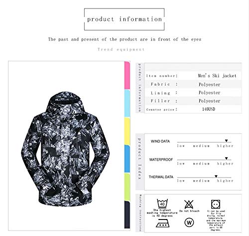 Chaqueta de esquí para hombre Pantalones de esquí Invierno cálido a prueba de viento Impermeable Deportes al aire libre Marcas de snowboard Pantalones de abrigo de esquí Traje de esquí, BLV, XXXL