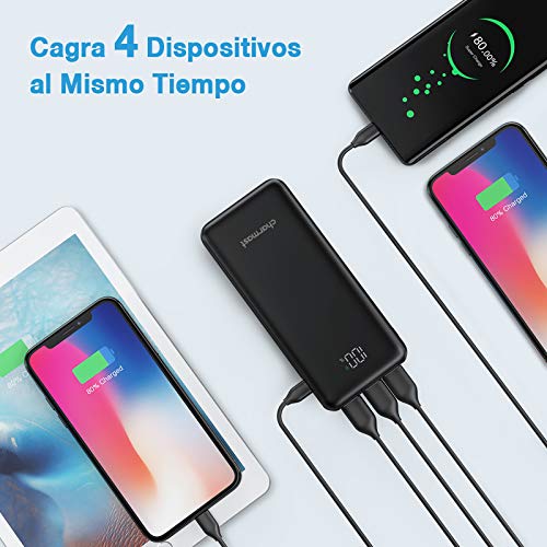 Charmast Batería Externa 23800mAh Power Bank USB C PD18W & QC3.0 Rápido Cargador Portátil Móvil Ultra Alta Capacidad con Pantalla LCD Digital,con 4 Salidas y 2 Entradas para Smartphones Tabletas y Más
