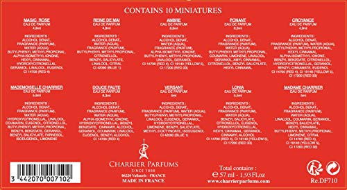 Charrier Parfums Lote de 10 miniaturas de perfumes, 57 ml en total