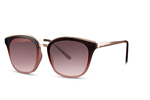Cheapass Gafas de sol Marrones Montura Gradual con Parte Superior Dorada Metalica para Mujeres con protección UV400