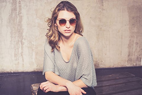 Cheapass Gafas de Sol Redondas Marrón Dorado UV400 Retro Vintage Metálicas Hombre Mujer