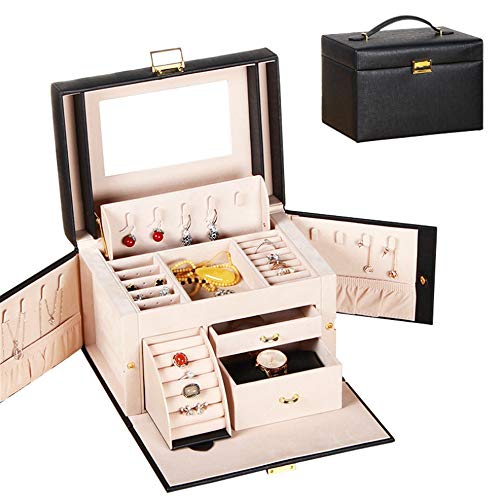 ChengBeautiful Caja De Joyería Sección 32 Multifunción Pulseras De Doble Compartimiento De Almacenamiento Caja De La Joyería Pendientes del Collar De Barra De Labios Regalos Personalizados para Ella