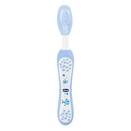 Chicco - Cepillo dental divertido con cerdas suaves para 6-36 meses, color azul