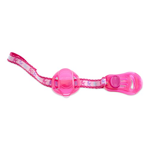 Chicco - Clip portachupete con protegechupetes integrado, color rosa, 0 meses +