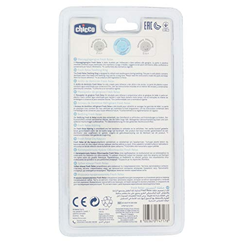 Chicco Fresh Relax - Mordedores de Silicona que Refrescan y Alivian 4m+, 1 Unidad, Multicolor