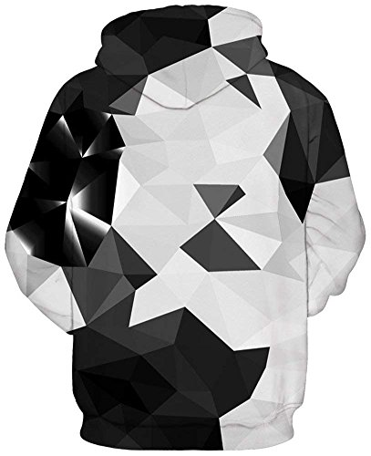 chicolife 3D Negro/Blanco Cubo Impreso Sudaderas suéteres para Hombres Mujeres