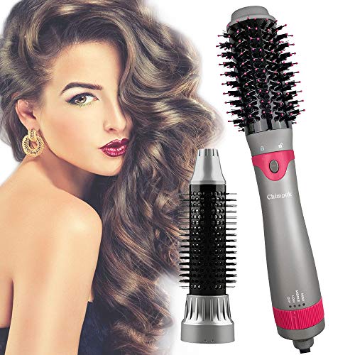 Chimpuk Cepillo Secador de pelo 4 en 1, cepillo de aire caliente y voluminizador de un paso, cepillo para alisar con iones negativos separables y cepillo para rizar para todo tipo de cabello