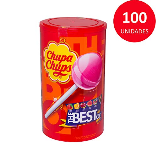 Chupa Chups Original, Caramelo con Palo de Sabores Variados, Tubo Eancode de 100 unidades de 12 gr. (Total 1.200 gr.)