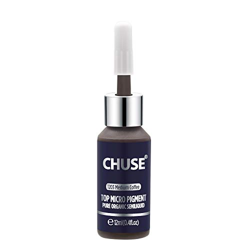 CHUSE T203 Café medio Color cosmético de la tinta permanente del tatuaje del maquillaje del micro pigmento microblading Aprobó SGS, DermaTest 12ml (0.4fl.oz)