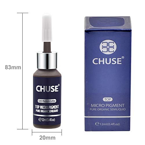 CHUSE T203 Café medio Color cosmético de la tinta permanente del tatuaje del maquillaje del micro pigmento microblading Aprobó SGS, DermaTest 12ml (0.4fl.oz)