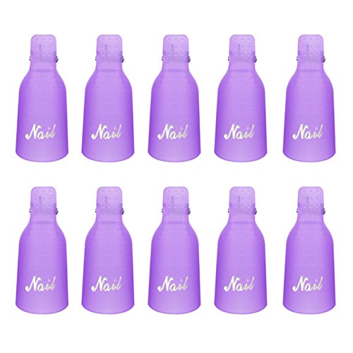 CINEEN Eliminador de Esmalte de uñas y Gel UV cápsula de Remojo de uñasy 50 Almohadillas de Algodón(Púrpura） …