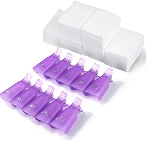 CINEEN Eliminador de Esmalte de uñas y Gel UV cápsula de Remojo de uñasy 50 Almohadillas de Algodón(Púrpura） …