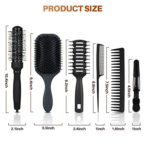 CISHANJIA Set de Peines de Pelo Profesional para el Cuidado del Cabello, 9pcs Cepillo de Pelo, Peine, Cepillo de Masaje para el Cuidado del Cabello, No más enredos, adultos y niños