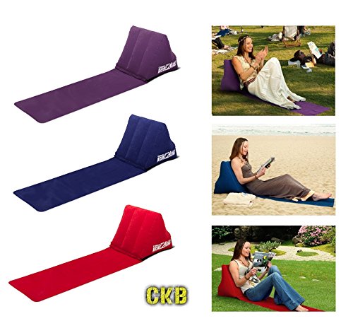 CKB LTD® Chill out Portable Travel Inflatable Lounger with Wedge Shape del Asiento Amortiguador Trasero Soporte Pillow Silla de Lumbar Camping y Festivales (Navy Blue)