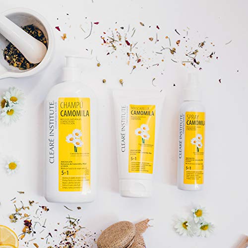 Clearé Institute Spray Camomila - Brillo, suavidad y Tacto Sedoso | Reflejos Dorados Naturales | 99% Ingredientes Naturales | Repara Cabello Dañado | Con Extracto de Camomila, Limón y Miel - 125ml