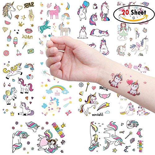 Clerfy Acc 500pcs Unicornio Tatuajes temporales Falso Tatuajes Pegatinas para niños niñas Fiestas Infantiles Unicornio cumpleaños de niños Regalo piñata
