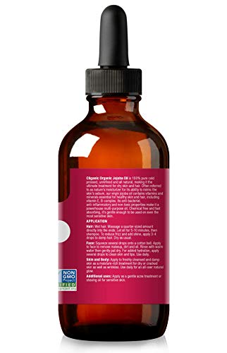 Cliganic Aceite de Jojoba Bio, 100% Puro Ecologico (120 ml) prensado en frio, natural vegano, sin hexano | para cabello, cara, cuticulas, pelo, masajes