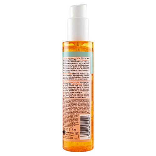 CLINIANS ANTIPOLLUTION gel limpiador iluminador para todos los tipos de piel, con Vitamina C, 150 mL